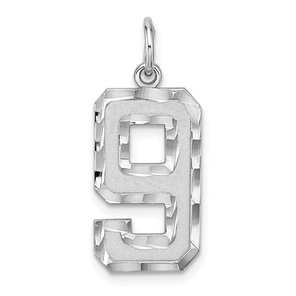 Sterling Silver, Varsity Collection, Large D/C Pendant, Number 9